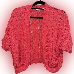 Cato Women's Vibrant Coral Open-Knit Cardigan